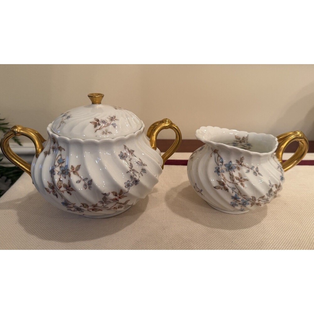 Antique Haviland Limoges Torse Sugar Bowl Creamer Set Van Heusen Charles Albany
